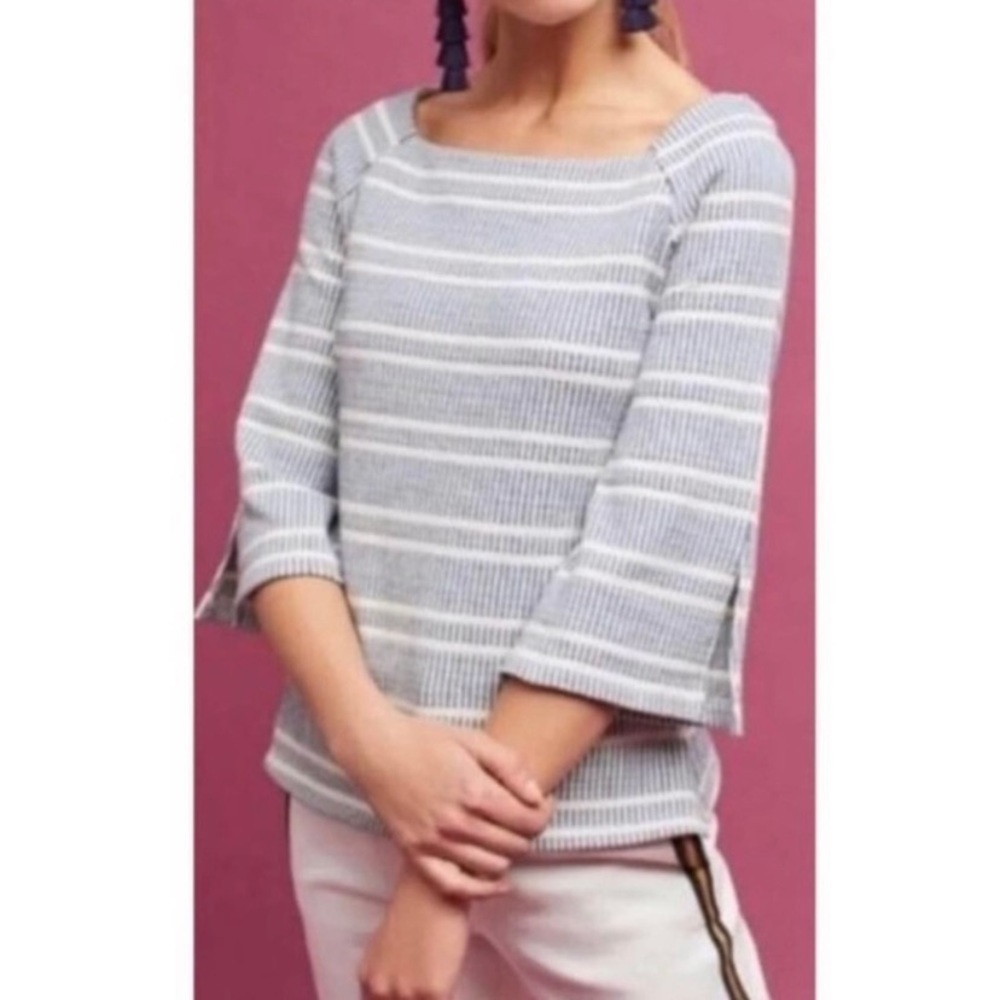 Anthropologie Postmark Striped Boat Neck Quarter Sleeve Size Small Shirt Top